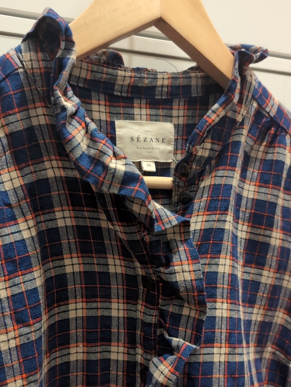 Sézane Chloé Plaid Top, Size 36 - Picture 3 of 13